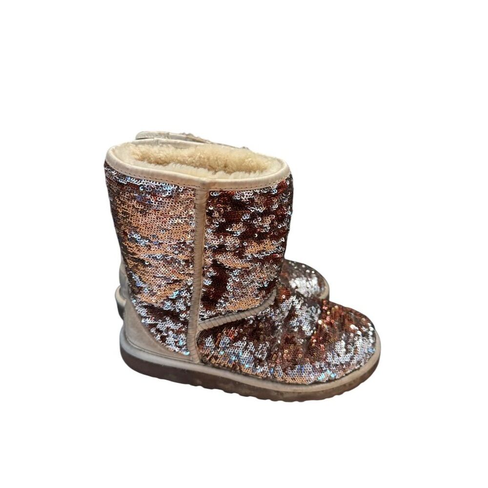 UGG Women's Sequin Ankle Boots Gold Size 6 Winter Casual Sparkle